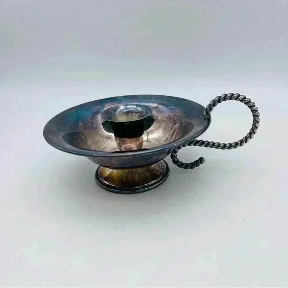 Vintage Silver (Silverplate) Candlestick with handle, #43 - Picture 1 of 8